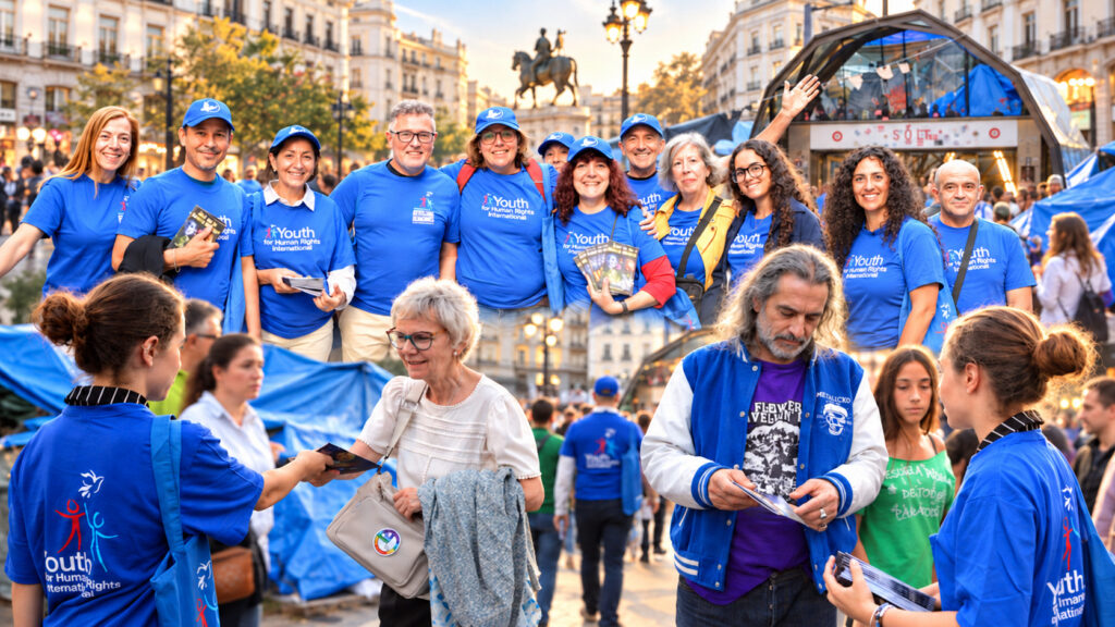 Voluntarios de Scientology llevan la educación en derechos humanos a las calles de Madrid en medio del debate sobre la vivienda