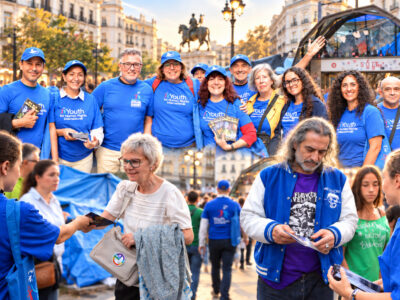 Voluntarios de Scientology llevan la educación en derechos humanos a las calles de Madrid en medio del debate sobre la vivienda